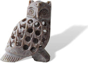 Handcrafted Stone Owl Ornament | Undercut Carved Figurine | Rustic Home Decor