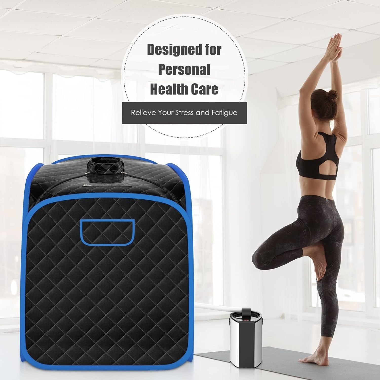 Portable Full Body Steam Sauna Tent Black – 3L Steamer, Chair & Remote