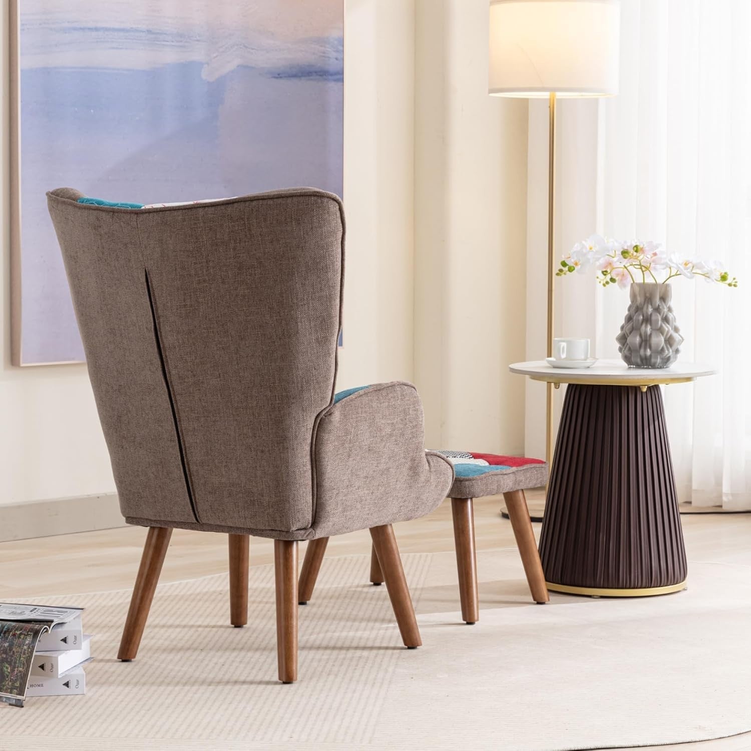 Soft Lounge Armchair with Ottoman, Comfortable Reading Chair for Living Room