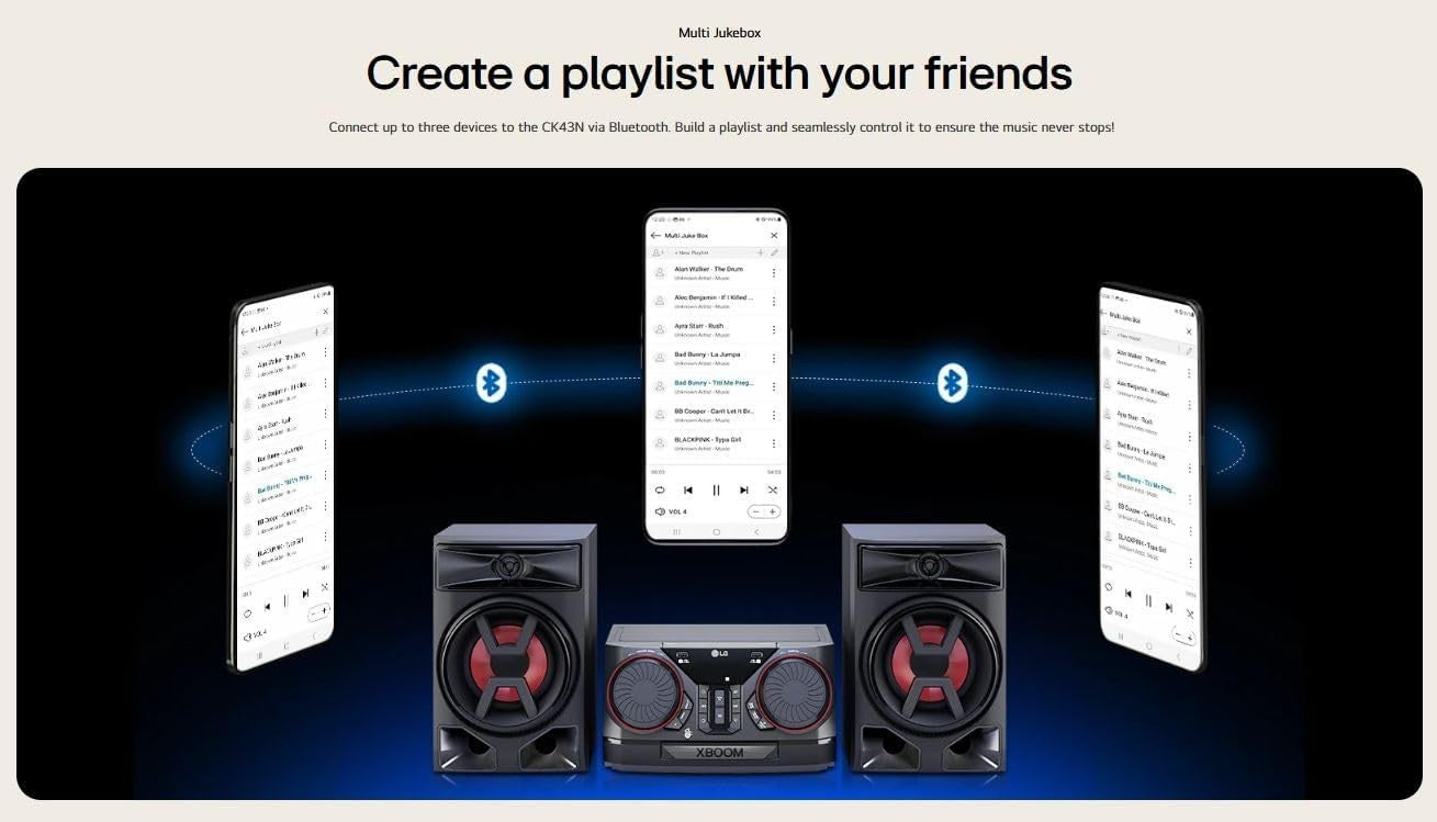 300W Bluetooth Party Hi-Fi System with Dual USB AUX & FM | LG XBOOM CK43N Black