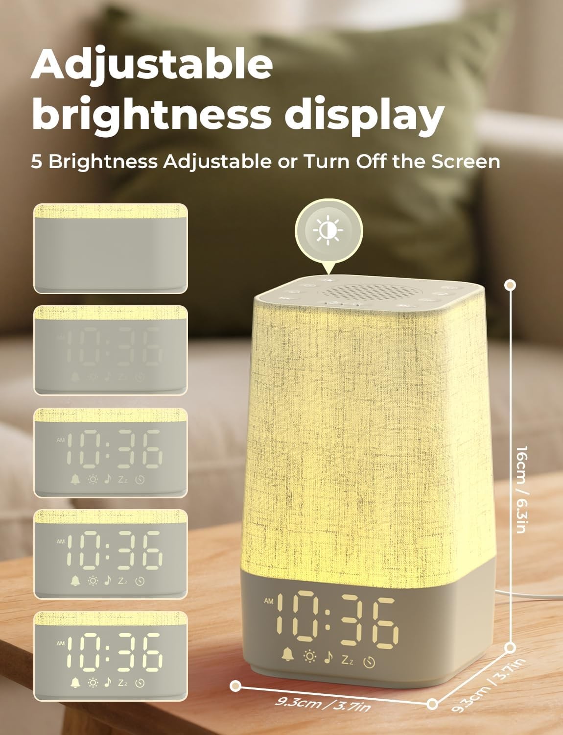 Sunrise Alarm Clock Wake Up Light White Noise Night Lamp Dual Alarm