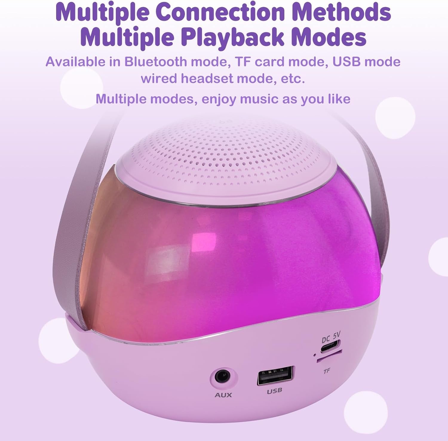Mini Kids Karaoke Machine 2 Mics Bluetooth LED Lights