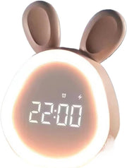 Cute Rabbit Digital Alarm Clock LED Night Light Rechargeable for Heavy Sleepers