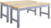 Grey Solid Pine Wooden Bench 2-Seater Sturdy Indoor Kitchen Dining Seat
