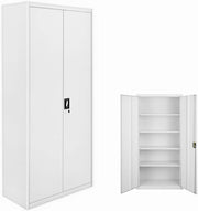 Tall Lockable Metal File Cabinet 5 Tier Storage Cupboard with Shelves