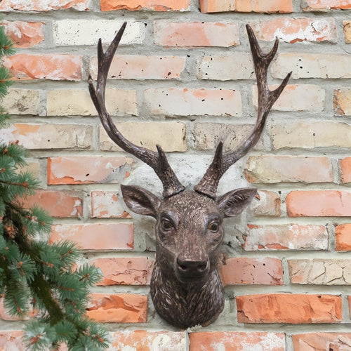 Large Wall Mounted Stag Head Sculpture 47cm Resin Deer Ornament Rustic
