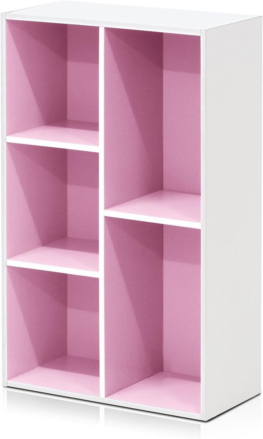 5 Cube Bookcase Storage Open Shelf Compact Organizer Bookshelf Display Pink