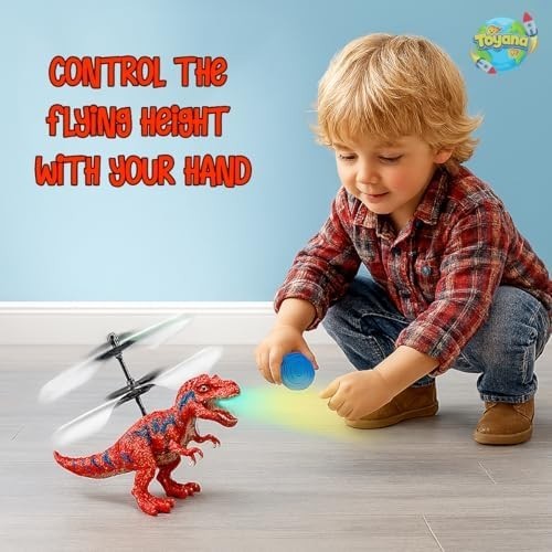 Toyana LED Flying Dinosaur Drone for Kids 6+ | Gesture Control RC Dragon Toy