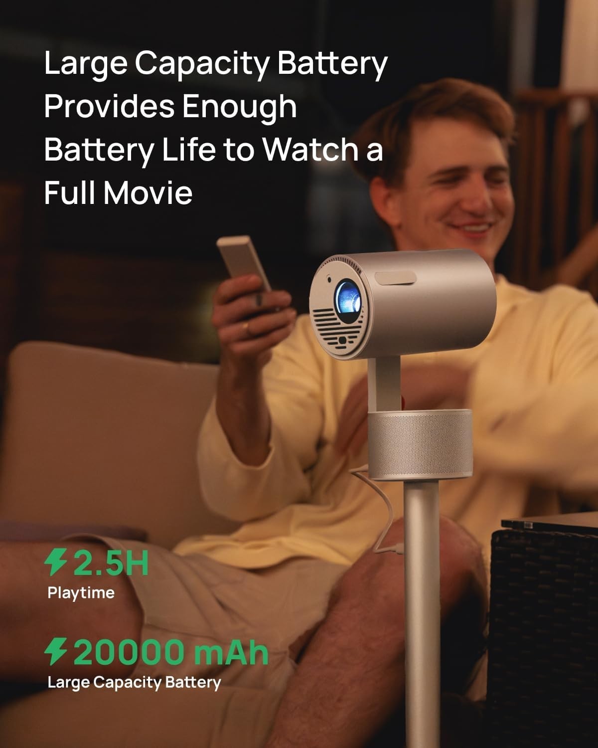 Mini Smart Projector 1080p Google TV Netflix Portable Stand WiFi BT