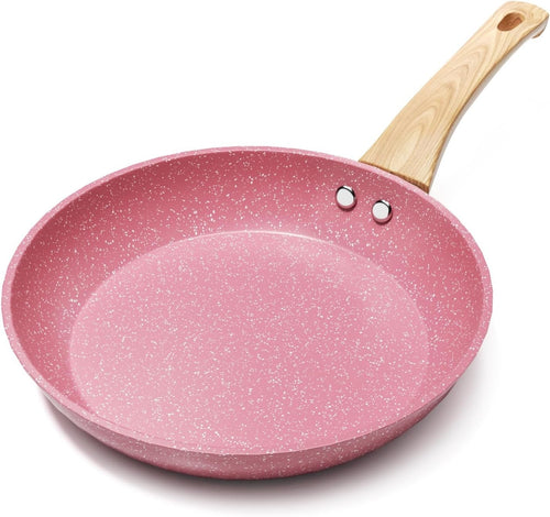 20cm Pink Non Stick Frying Pan Induction Ready Granite Coating PFOA-Free