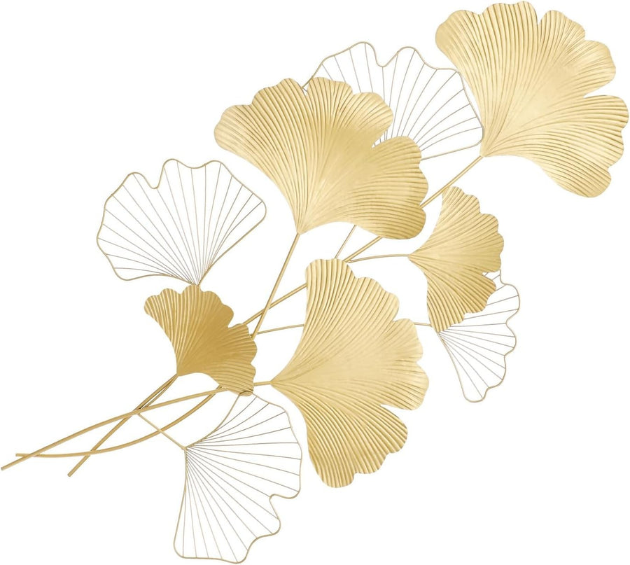 Gold Ginkgo Leaf Metal Wall Art Luxury Decor