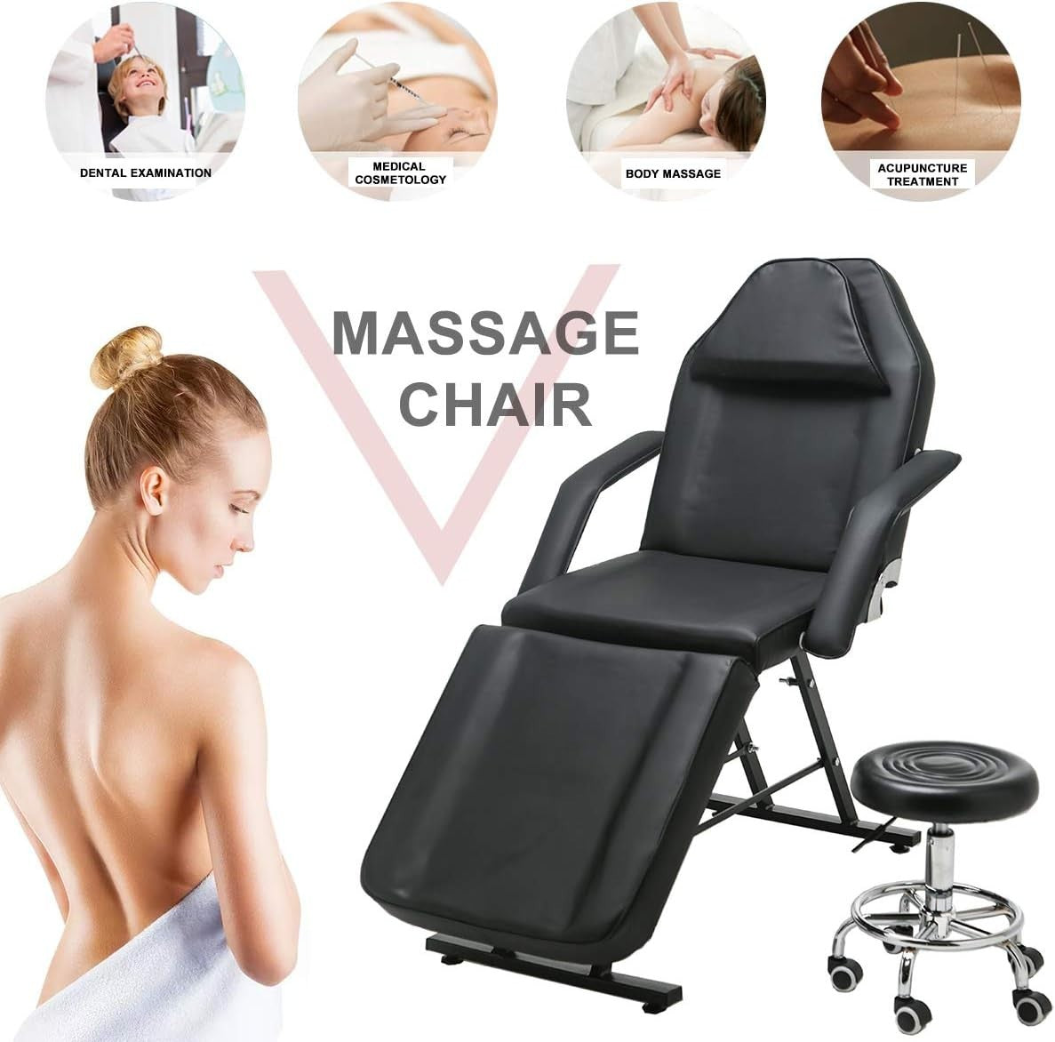 Adjustable Pedicure Salon Stool With Foot Spa Basin Rolling Chair