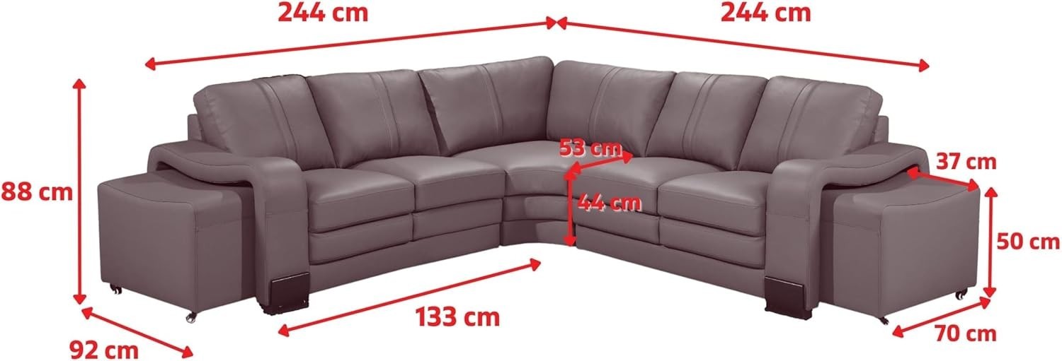 Genuine Leather 5 Seater Corner Sofa with Ottomans – Modern, Durable & Spacious