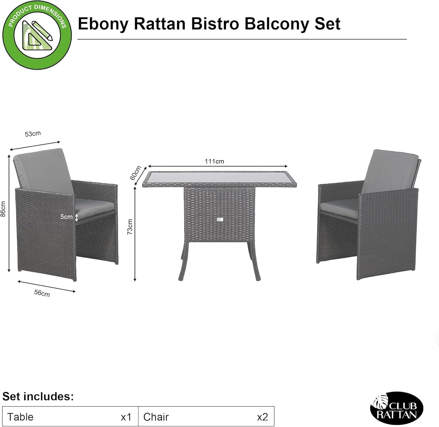 3 Piece Rattan Cube Bistro Set Patio Table Chairs Space Saving Balcony Dining
