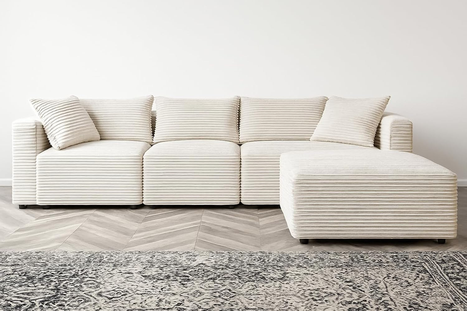 Modular L-Shaped 4-Seater Sofa Bed | Jumbo Cord, Deep Seats, Durable Frame