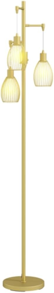 Gold Industrial 3 Light Floor Lamp Dimmable Steel Cage Standing Lamp