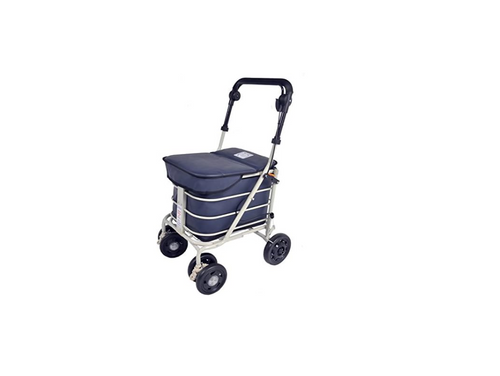 3-in-1 Shopping Trolley with Seat 25 Stone Capacity Swivel Wheels Navy