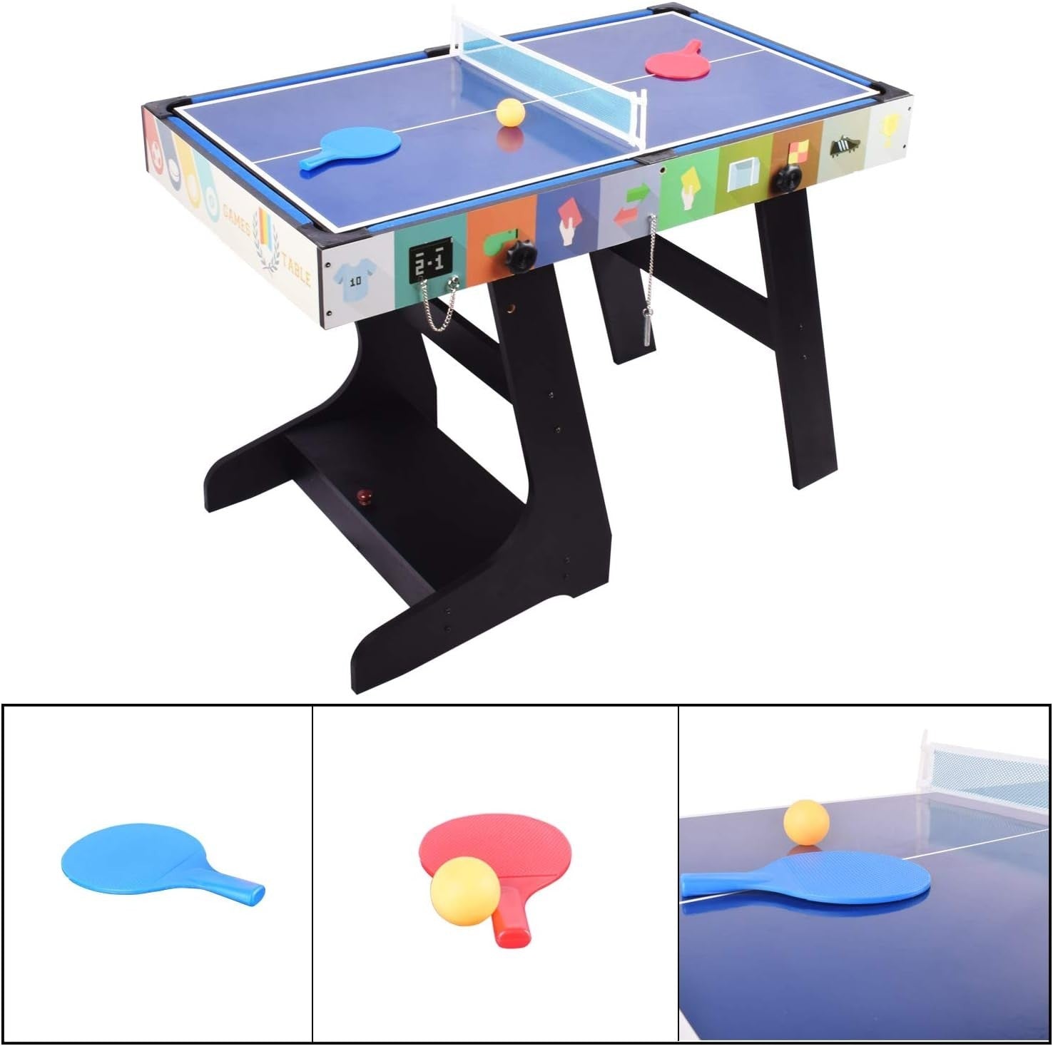 4ft Folding Multi Game Table Pool Foosball Hockey Tennis Set