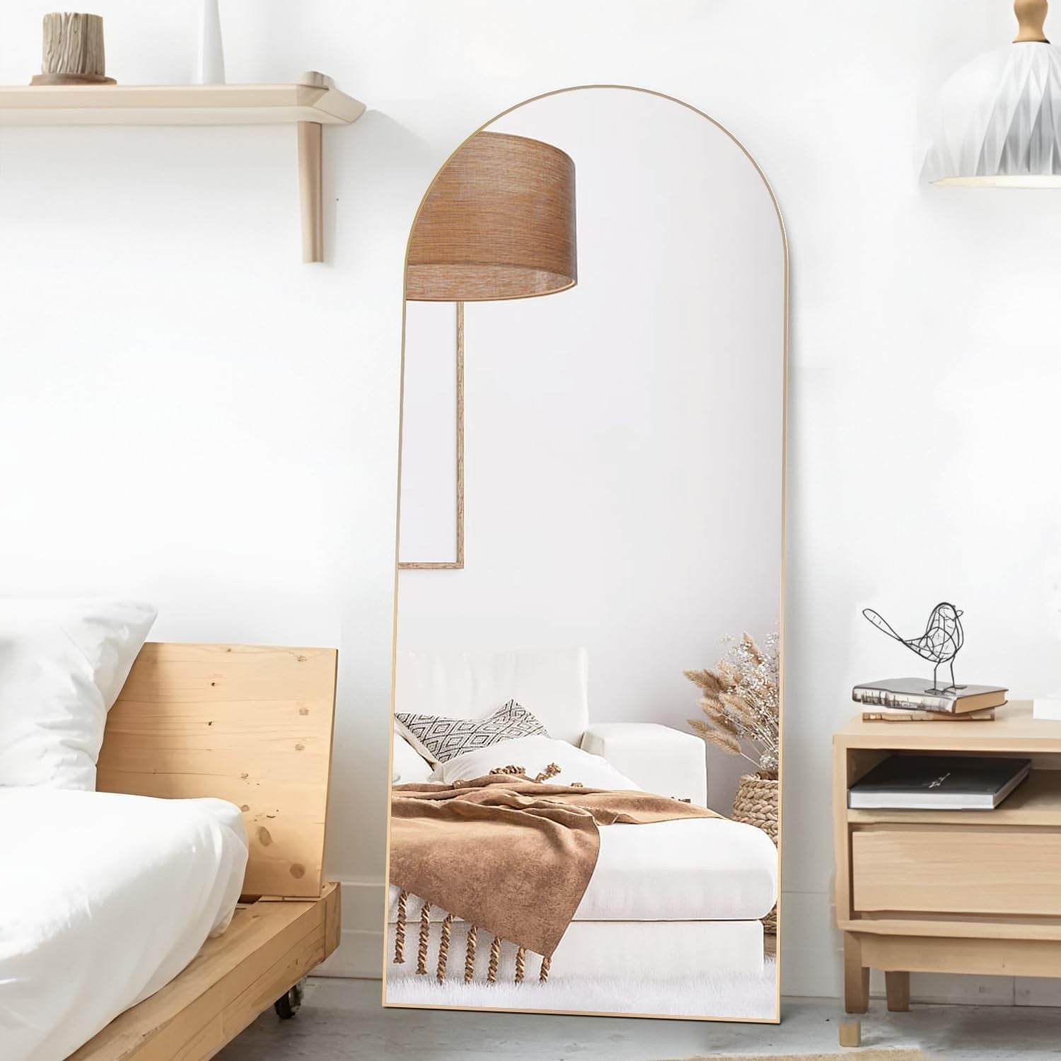 Gold Full Length Mirror 165x60cm Arched Wall Leaning Dressing Room Décor