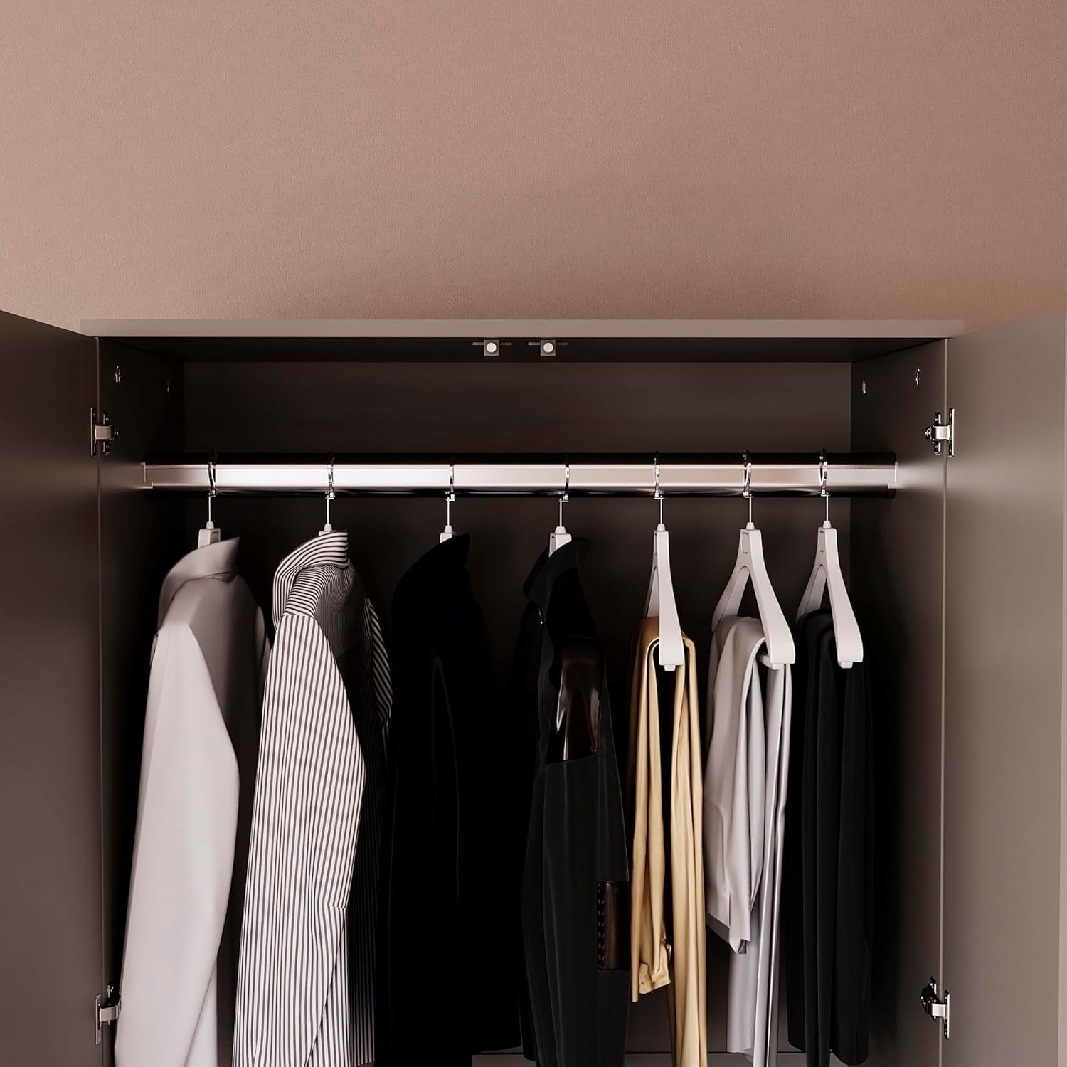 Modern 2 Door Grey Wardrobe with 2 Drawers & Versatile Hanging Rail Storage