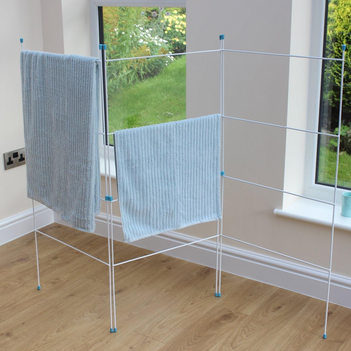 Folding Clothes Airer 3 Panel Indoor Outdoor Laundry Dryer Space Saving White