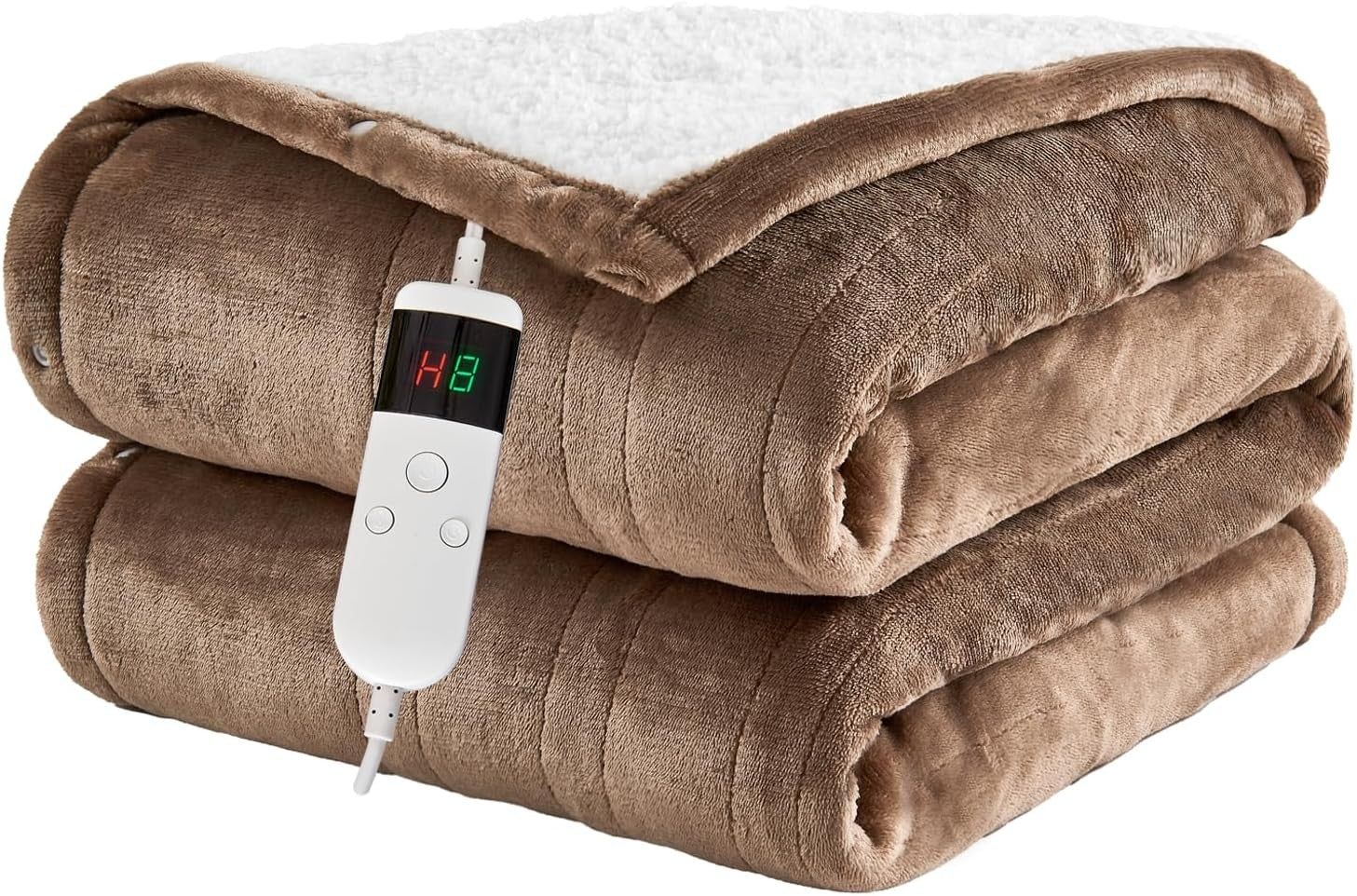 Electric Heated Throw Blanket 10 Heat Settings Sherpa Fleece Auto Off 150x200cm