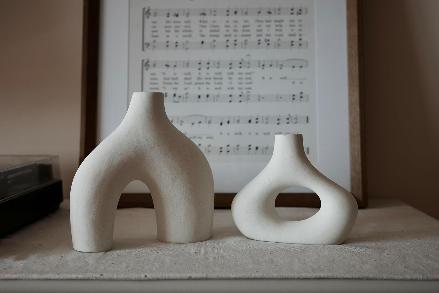 White Ceramic Donut Vase Set Modern Nordic Hollow Home Decor Table Display