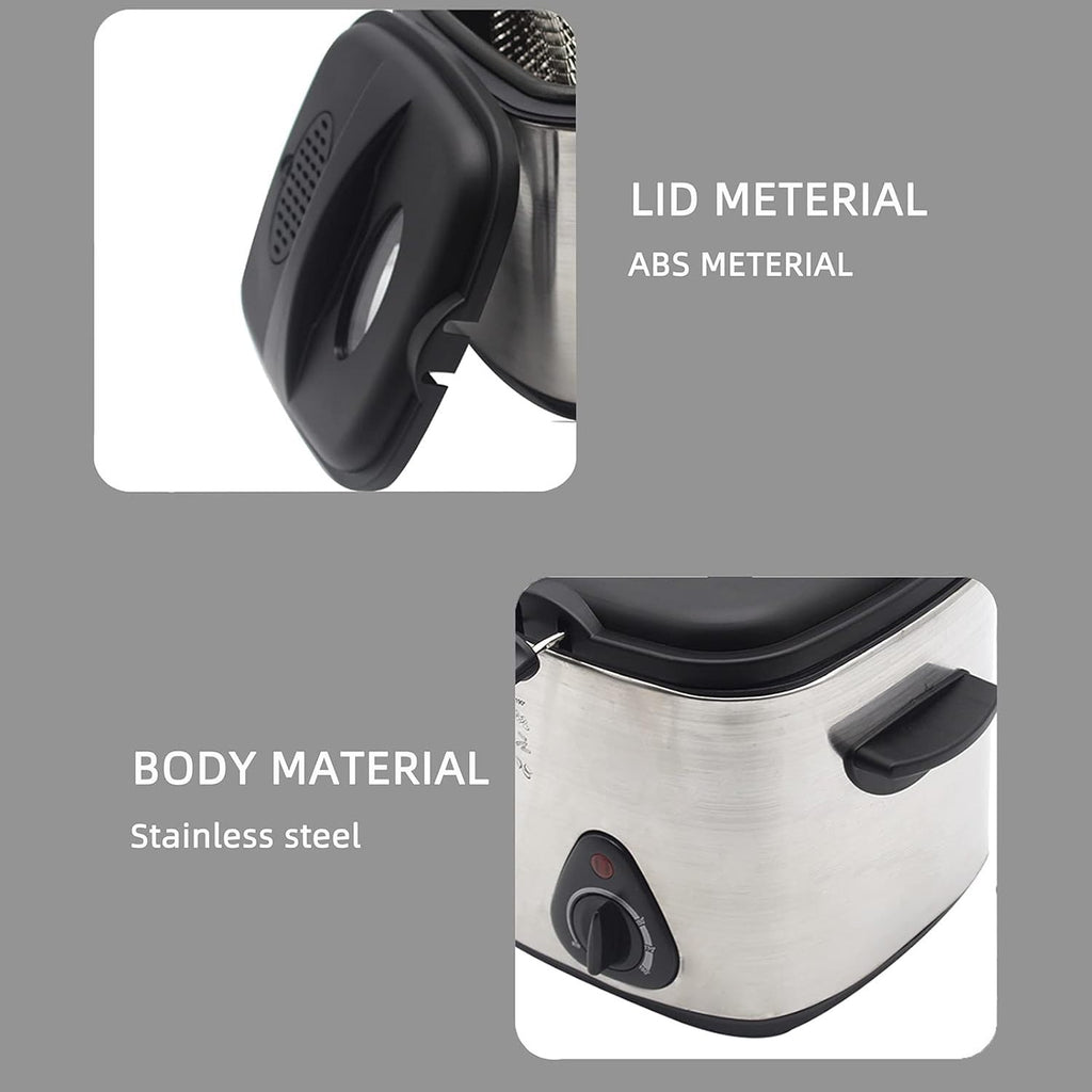 1.5L Electric Deep Fat Fryer 1000W Viewing Window Temp Control