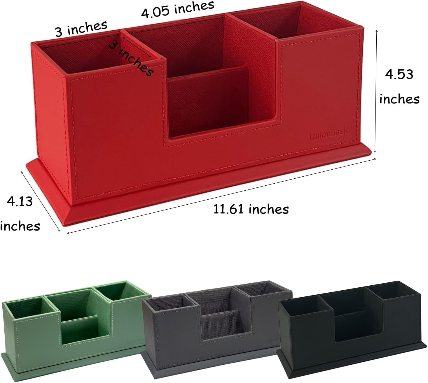 Leatherette Desk Organiser with Dual Pen & Card Holder – Red
