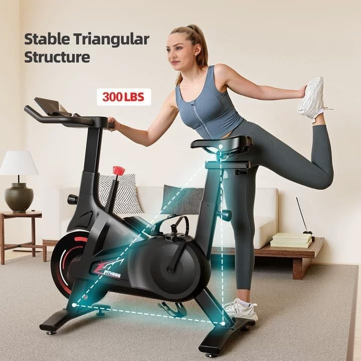 Silent Magnetic Spin Bike w/ App Sync, 100 Resistance Levels & Compact Design