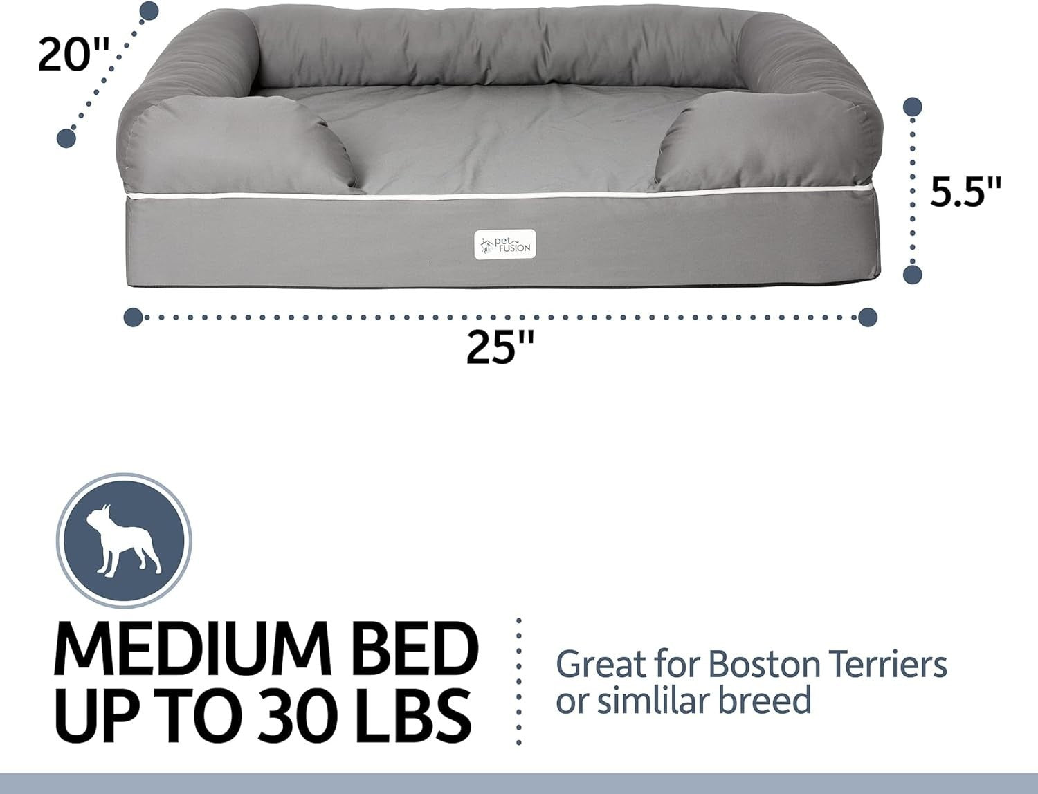 Small Orthopedic Memory Foam Dog Bed 64x51x14cm Grey