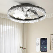 Aphyni 46cm Black Ceiling Fan with Lights Low Profile LED Dimmable Remote