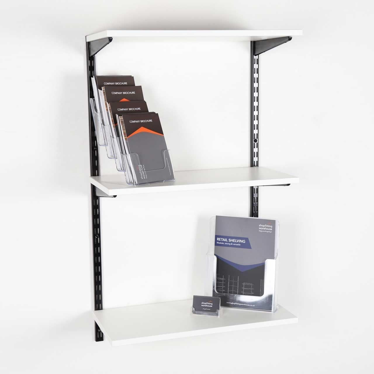 3-Tier Adjustable Floating Wall Shelf Black & White 100x60x32cm