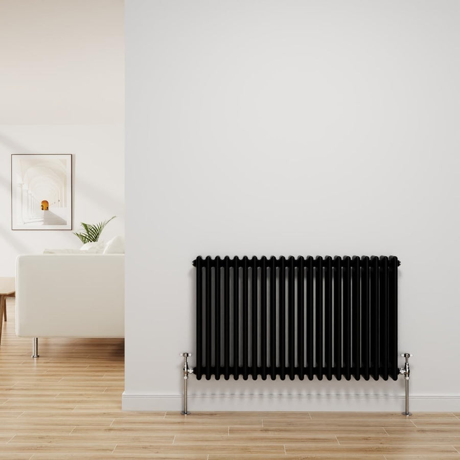 Black Cast Iron 3 Column Radiator 600x1012mm Central Heating Bathroom