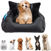 Plush Dog Car Seat Small Pet Travel Bed Safety Leash Non Slip Black