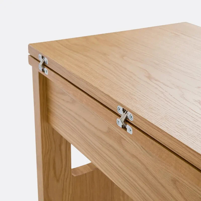 Folding Oak Console Table 130cm Veneer MDF Dining Desk Space Saver