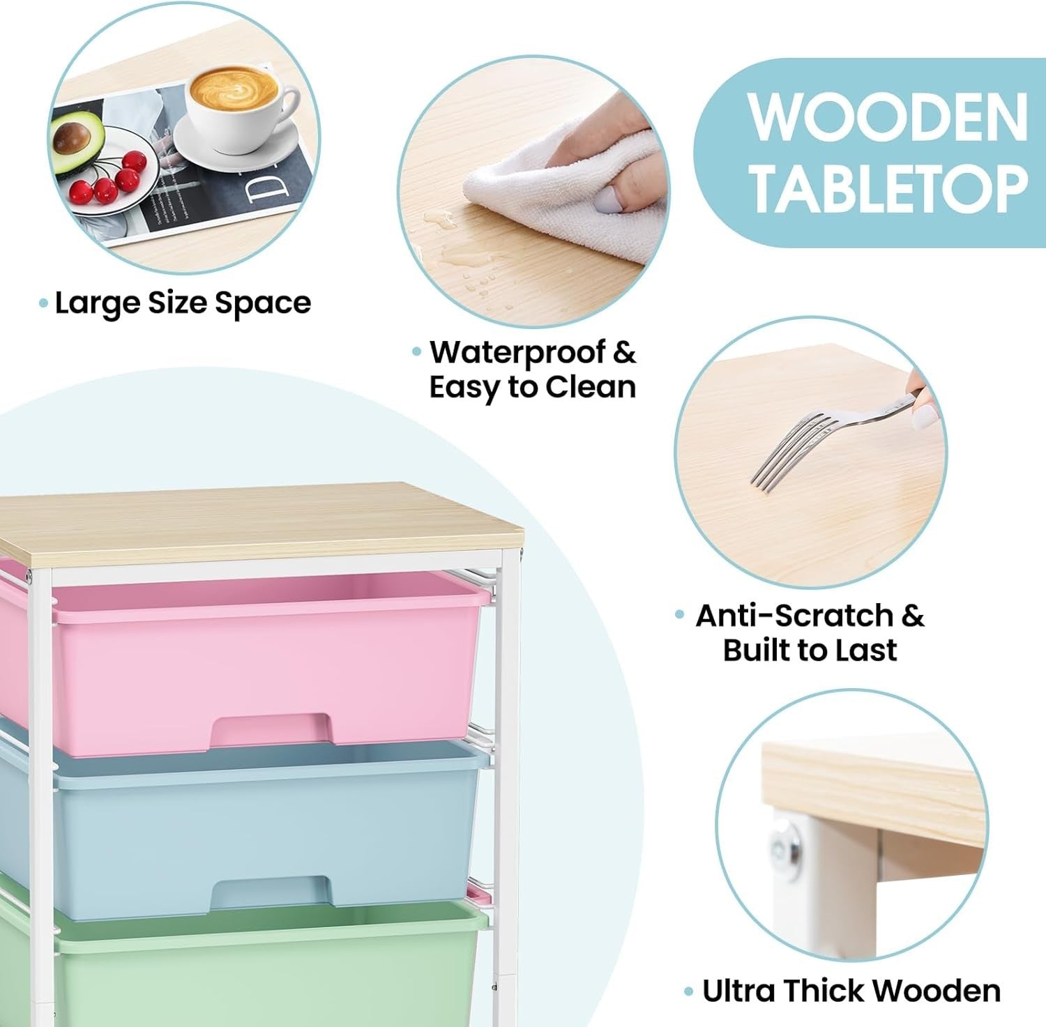 6 Drawer Rolling Storage Cart Craft Organizer Trolley Multicolor Wheels