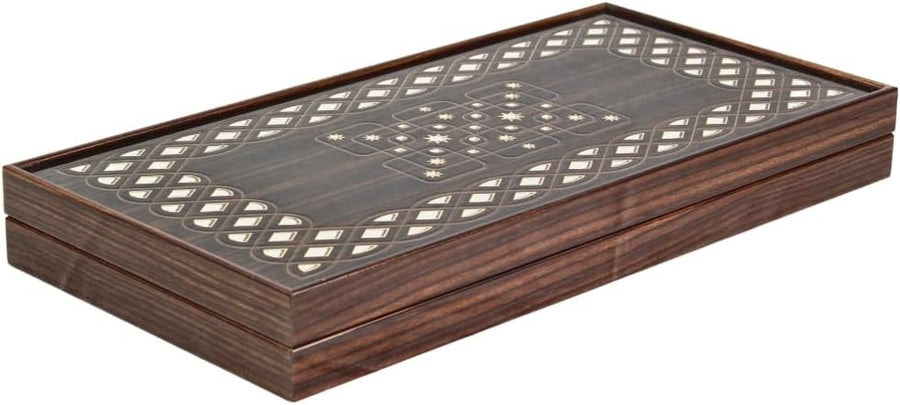 20 Inch Wooden Carved Backgammon Set Luxury Folding Strategy Board Game
