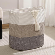 68L Woven Cotton Laundry Basket with Handles Large Gradient Brown Rope Hamper