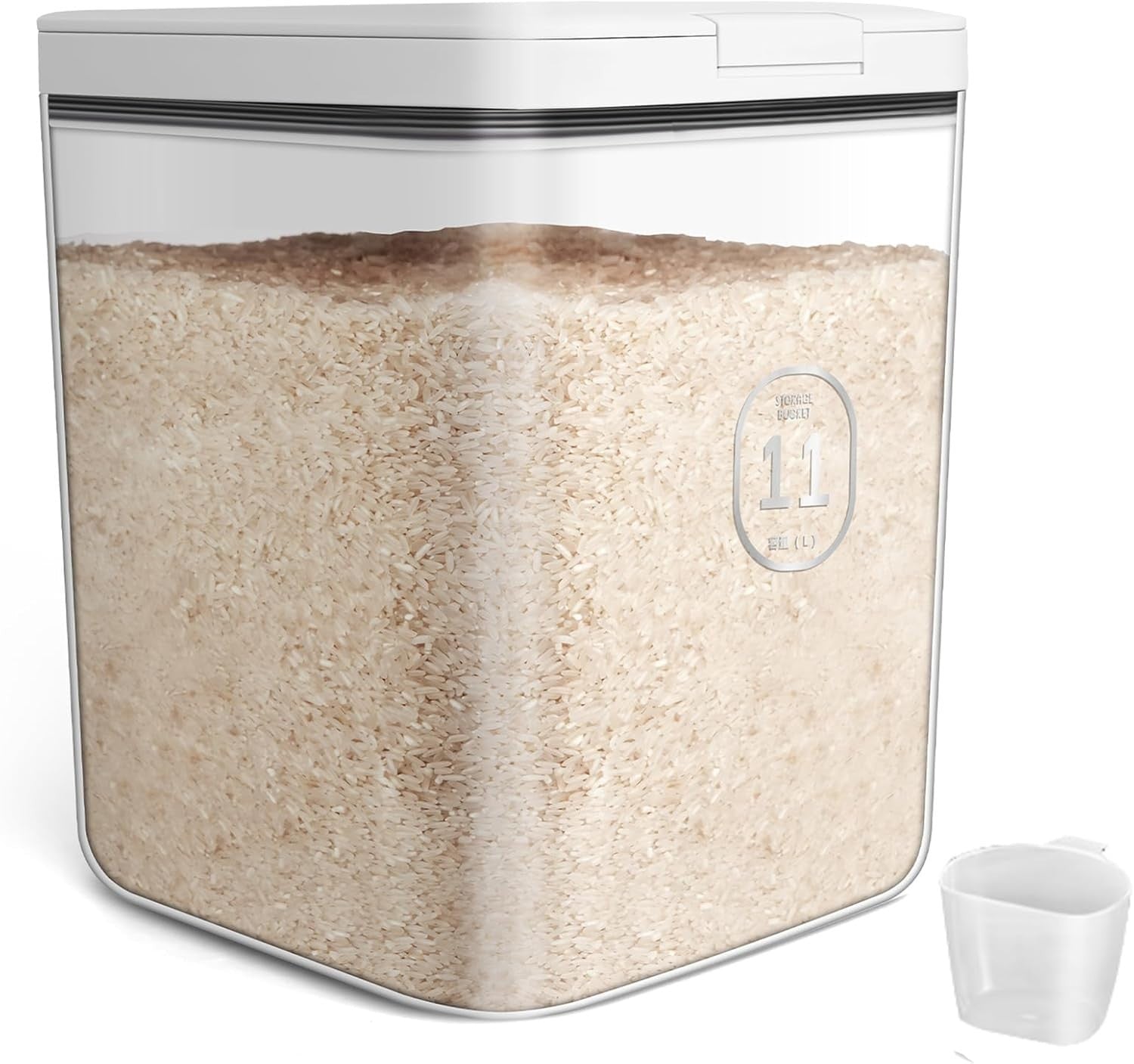 10kg Rice Storage Container Airtight 11L Cereal Flour Box Cup