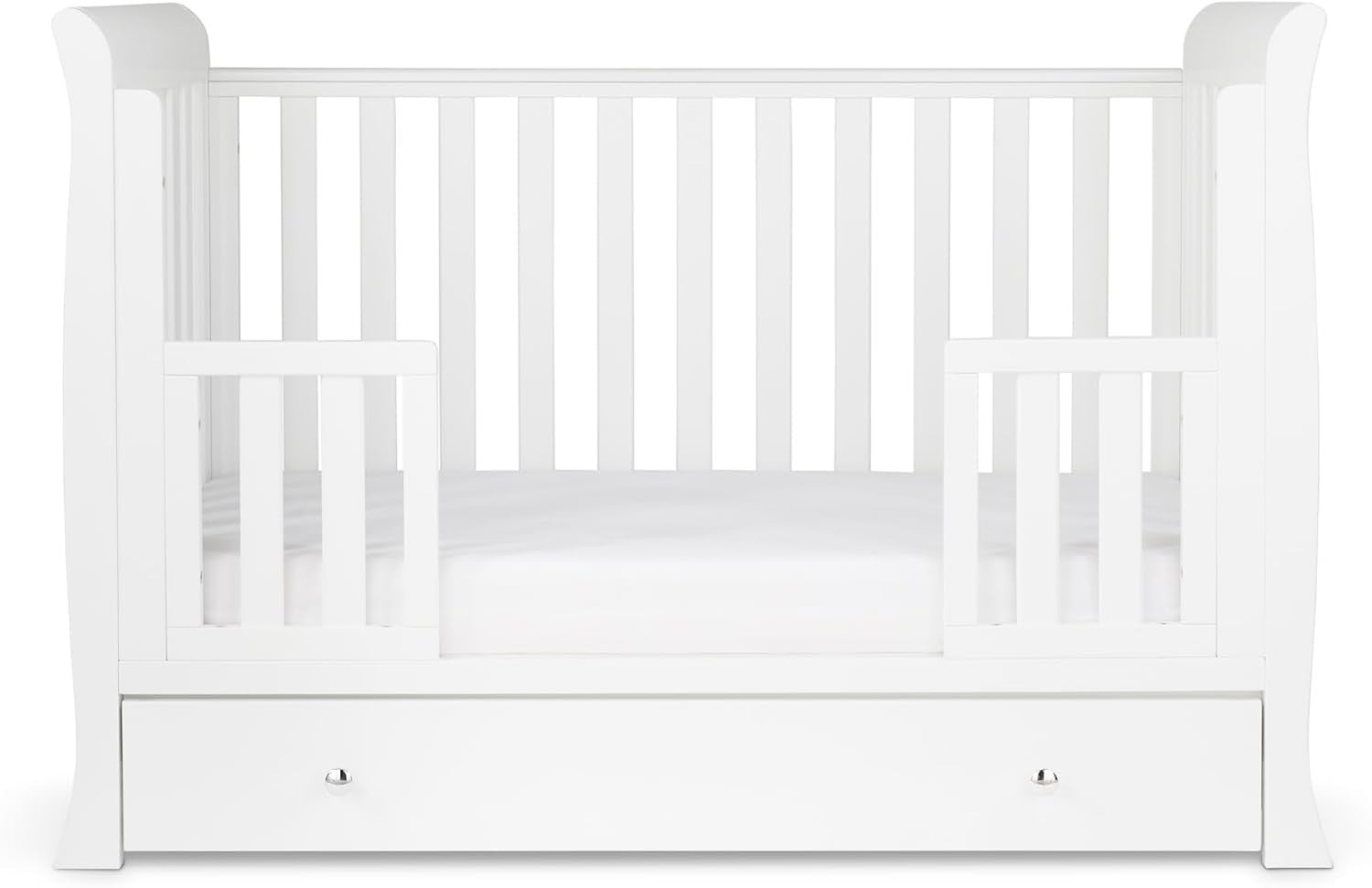 4in1 Convertible Baby Cot Bed Adjustable Height Sleigh Crib w/ Storage White
