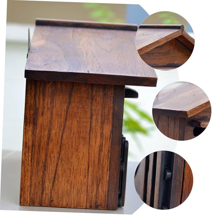 Wall Mounted Wooden Suggestion Box Light Brown | Lockable Mail Organizer