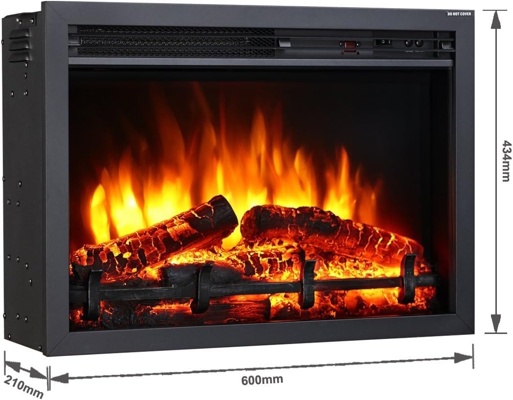 39" Electric Fireplace Suite with Realistic Flame, Remote & Programmable Timer