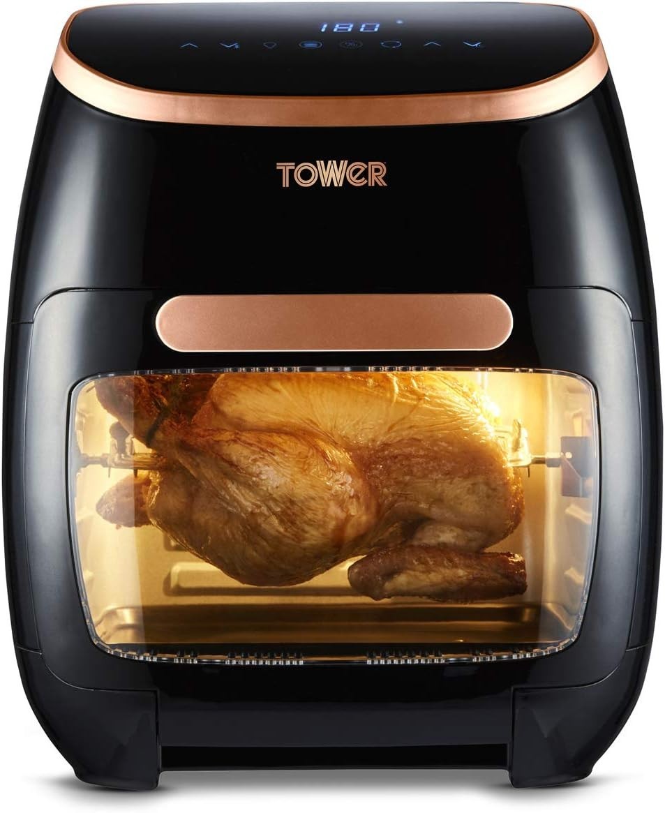 11L Digital Air Fryer Oven 5-in-1 Rapid Cook Rotisserie 2000W Rose Gold
