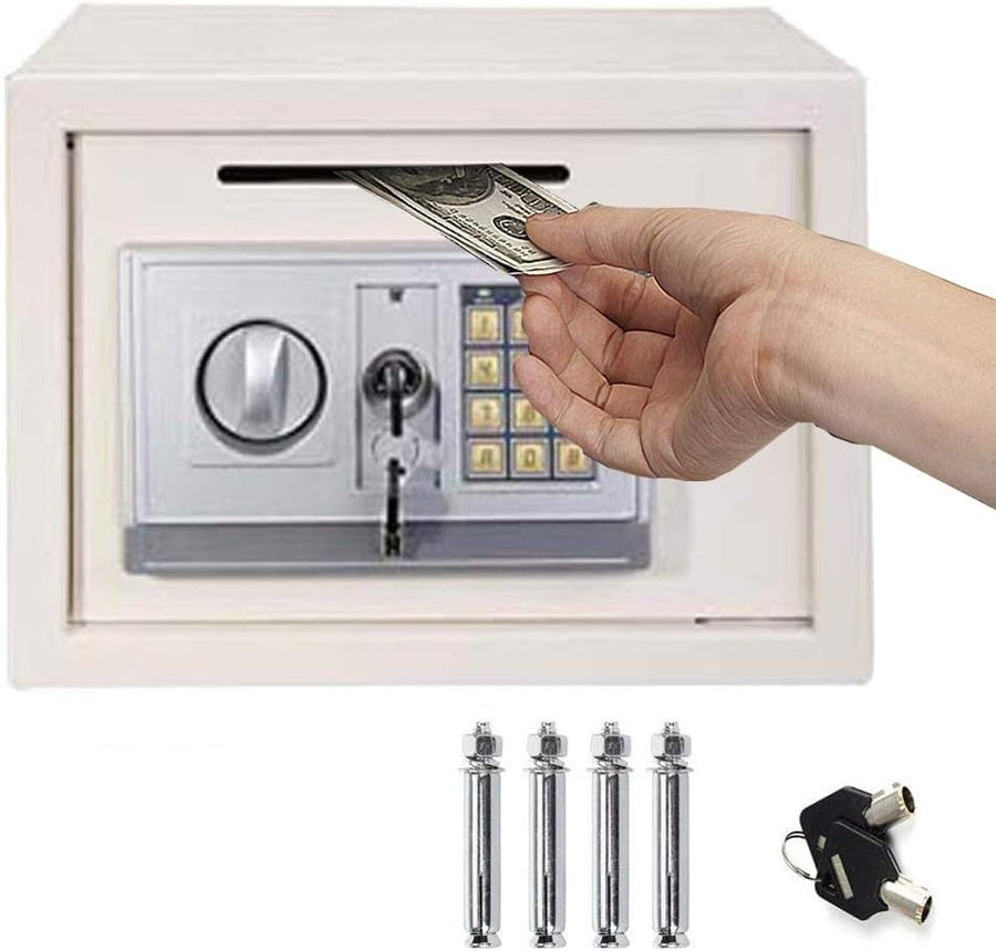 16L Digital Safe Box Electronic Keypad Cash Document Security White