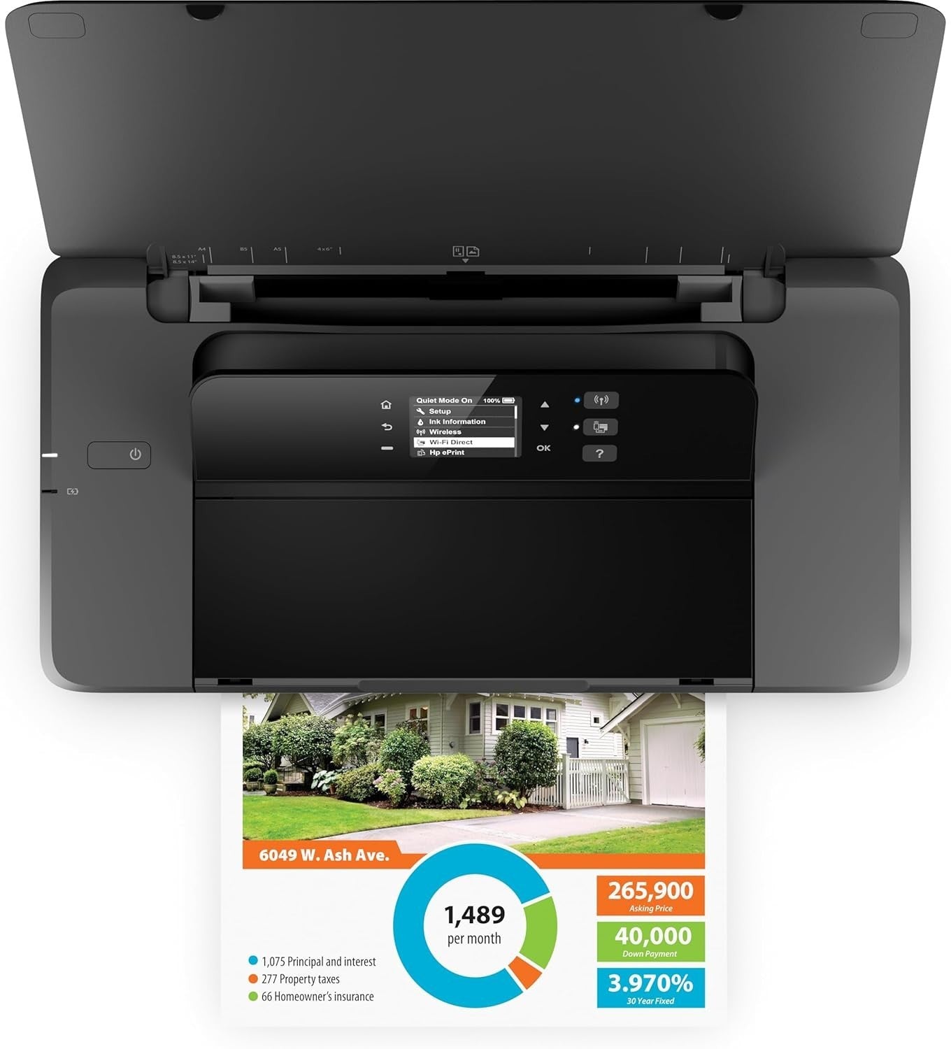 Portable Wireless Colour Printer Compact USB Black Travel Office A4