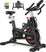 Quiet App-Connected Spin Bike w/ Curved Handlebar, LCD Display & 16kg Flywheel