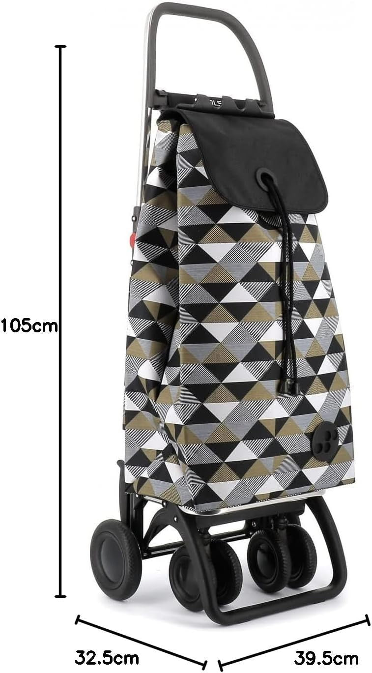 4 Wheel 2 Swivel Foldable Shopping Trolley Lightweight Aluminium Black