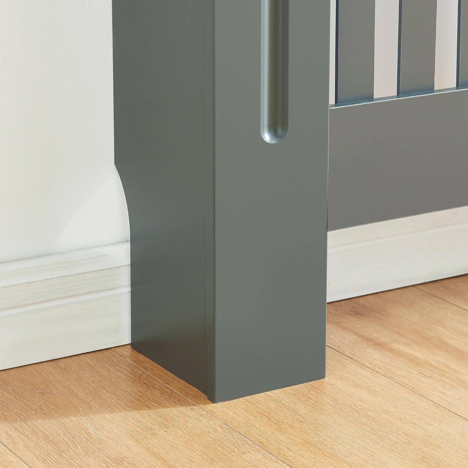 Grey Radiator Cover 152cm Large Wooden Cabinet with Slatted Grill & Wood Top