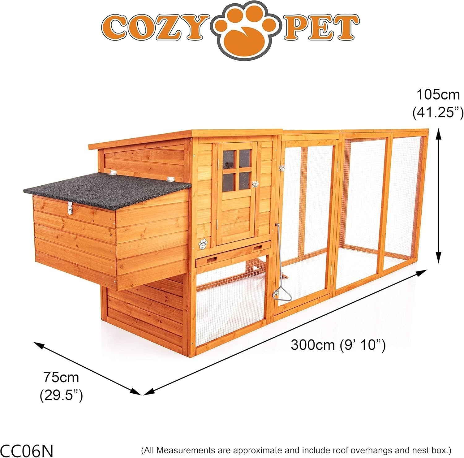 3m Chicken Coop with Extended Run Nest Box 4–6 Birds